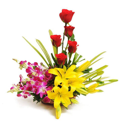 Roses, Orchid & Lilies Arrangement